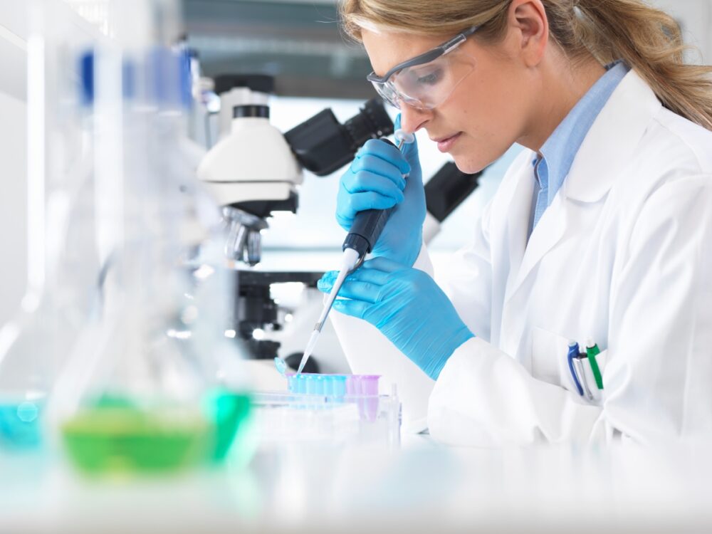 Laboratory researcher performing PCR testing